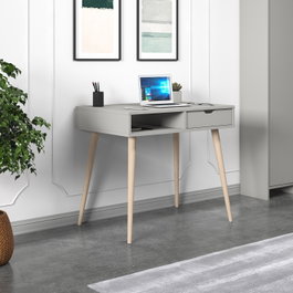 Hanah Home Mesa de Estudio Gris y Madera con Estantes
